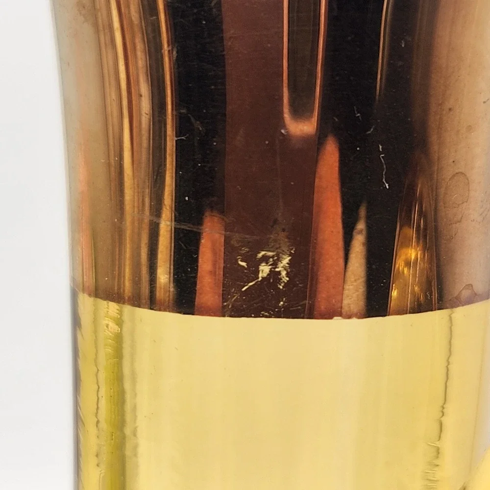 Vintage Moser MCM Limited Edition Amber Glass Decanter Gold Overlay Rose Floral‎